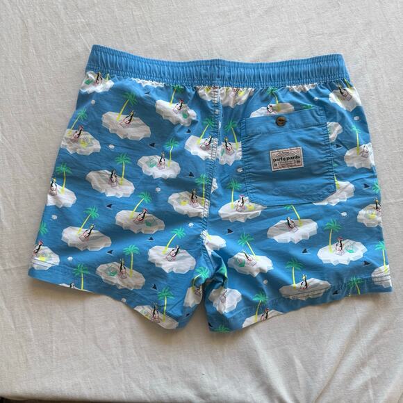 Party Pants swim trunks Large 5” Inseam Iceberg Penguin - Picture 6 of 10